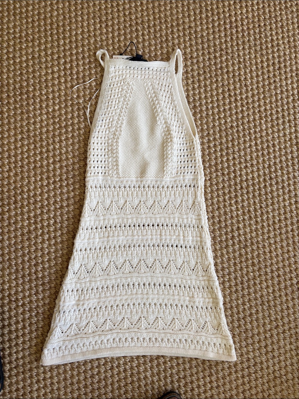 Zara Cream Crochet Halter Beach Coverup Dress - Picture 4 of 5